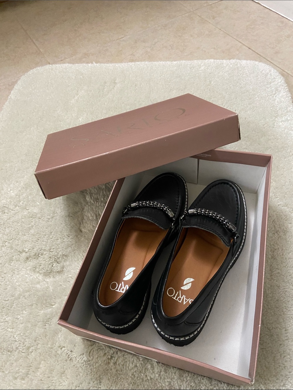 SARTO By Franco Sarto Black Rhinestone-Trim Loafers